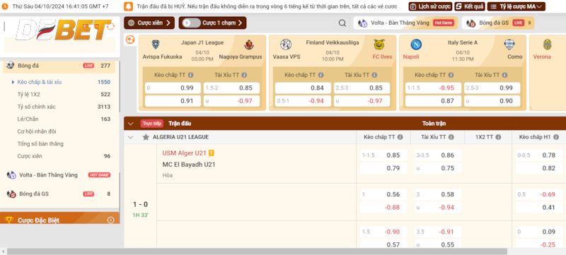 Cá cược bóng đá tại Debet