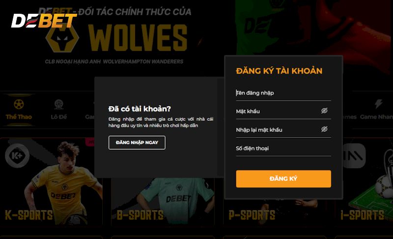 Tạo tài khoản nhà cái Debet